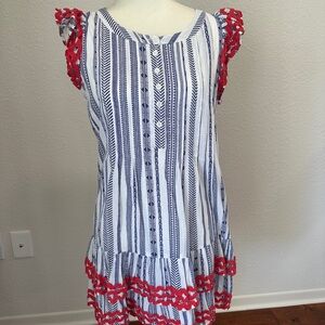 Sail to Sable Navy and White Patterned Dress